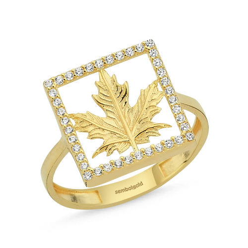 Çınar Altın Yıldız Yüzük 8K Golden Özel Tasarım - SembolGold