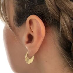 Damla Model Altın Küpe 14 Ayar İki Taraflı Kullanım 2.0 cm - Thumbnail