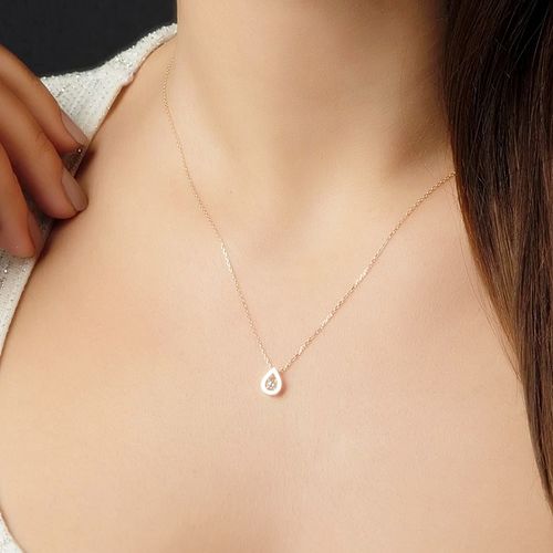 SembolGold - Damla Tektaş Altın Kolye Rose Gold 14K (1)