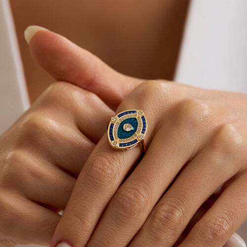 Deep Aura 14 Ayar Altın Yüzük Sapphire - SembolGold