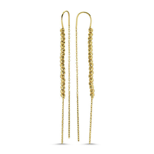 Dorikalı Altın Küpe 14K Sarı Gold 7,0 cm - SembolGold