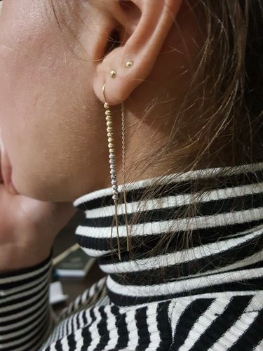 SembolGold - Dorikalı Altın Küpe 14K Sarı Gold 7,0 cm (1)