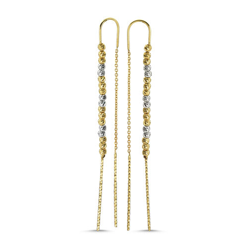 Dorikalı Altın Küpe 14K Sarı ve Beyaz Gold - SembolGold