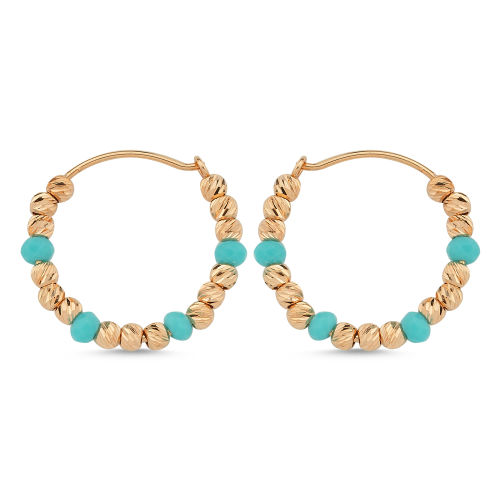 Dorikalı Altın Küpe Firuze Taşlı - SembolGold