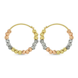 Dorikalı Altın Küpe TriaColor 14K Gold - Thumbnail