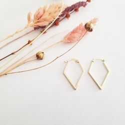 SembolGold - Dörtgen Formlu Altın Küpe 14 Ayar 2,5 cm Zarif Küpe (1)