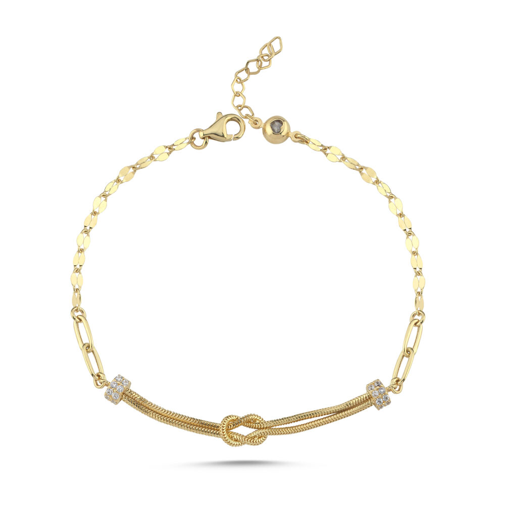 Düğüm Detaylı Modern Altın Bileklik 17-20 cm