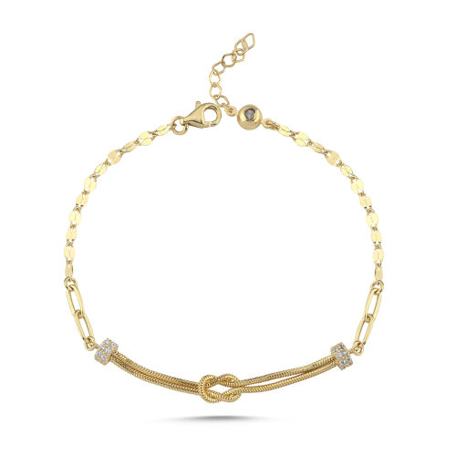 Düğüm Detaylı Modern Altın Bileklik 17-20 cm - SembolGold