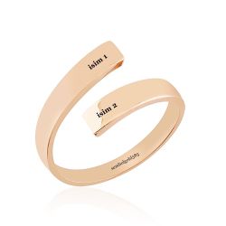Eklem Altın Yüzük 14K Rose & Beyaz Gold - Thumbnail