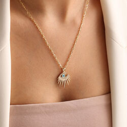 SembolGold - Evil Eye Altın Kolye 60 Cm Zincir İtaly (1)