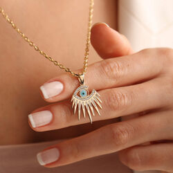 Evil Eye Altın Kolye 60 Cm Zincir İtaly - Thumbnail