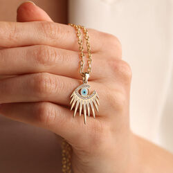 Evil Eye Altın Kolye 60 Cm Zincir İtaly - Thumbnail