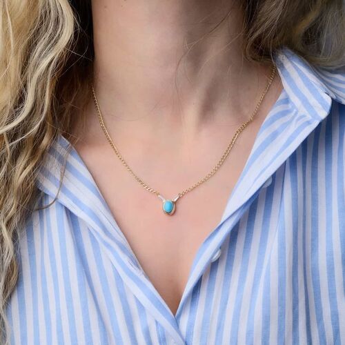 Granada Altın Kolye 14 Ayar Firuze Taşlı Gurmet Zincir 50 Cm - SembolGold