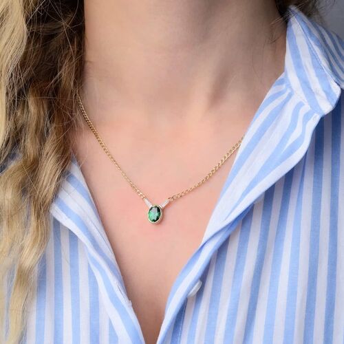 Granada Altın Kolye 14 Ayar Turmalin Taşlı Gurmet Zincir 50 Cm - SembolGold