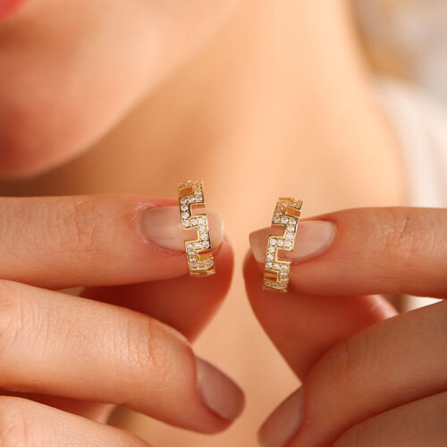 Grek Altın Halka Küpe 1.5 cm Taşlı - SembolGold