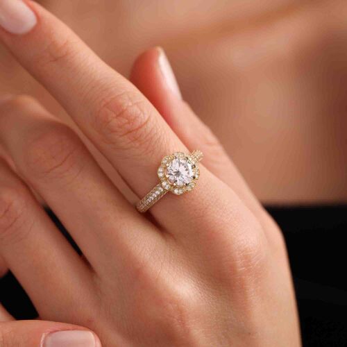 Gül Tasarım Altın Tektaş Yüzük - SembolGold