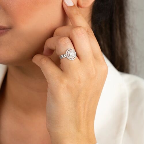 Gurmet Montür Beyaz Altın Baget Yüzük Oval Form - SembolGold