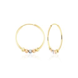 Halka Küpe Dorikalı Tricolor 14K Gold - Thumbnail