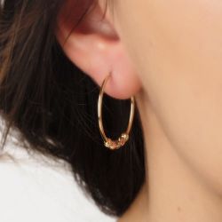 SembolGold - Halka Küpe Dorikalı Tricolor 14K Gold (1)