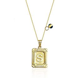Harf Kolye 14K Altın 1,50 Gr Gold Nazarboncuklu - Thumbnail