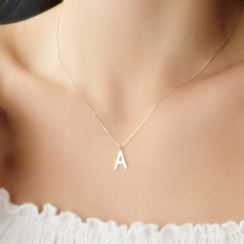 SembolGold - Harf Kolye Taşsız 14K Altın (1)