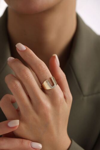 Harf Yüzük 14 Ayar -Ü- - SembolGold