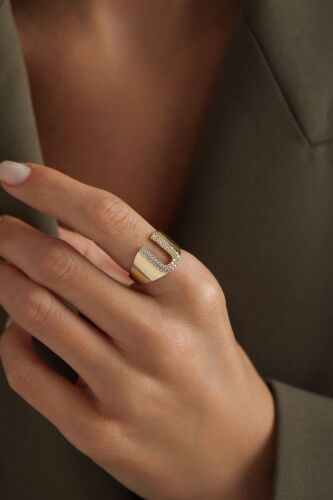 Harf Yüzük 14 Ayar -U- - SembolGold