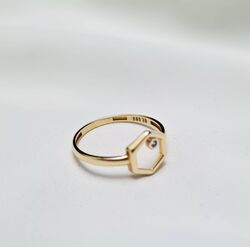 SembolGold - Hexagon Altın Yüzük 14K Modern (1)