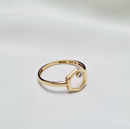 SembolGold - Hexagon Altın Yüzük 14K Modern (1)