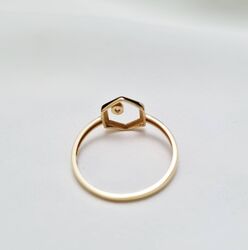 Hexagon Altın Yüzük 14K Modern - Thumbnail