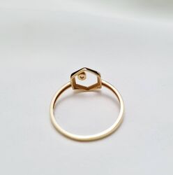 Hexagon Altın Yüzük 14K Modern - 4