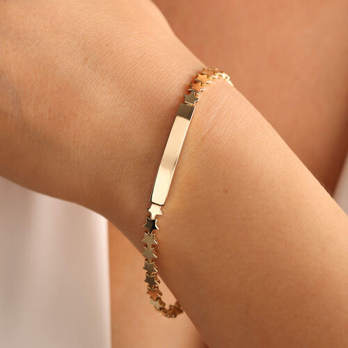 İsim Yazılan 14 Ayar Altın Bileklik Yıldız Form - SembolGold