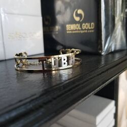 SembolGold - İsimli Altın Kelepce Yeni Tasarım 14 K Gold Taşsız (1)