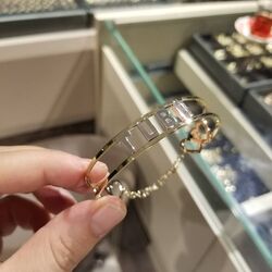İsimli Altın Kelepce Yeni Tasarım 14 K Gold Taşsız - Thumbnail