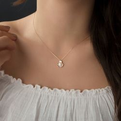 SembolGold - İstiridye Altın Kolye 14K Rose Gold Yeni Model (1)
