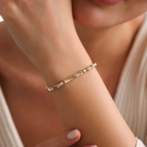 İtaly Altın Bileklik Bambu - SembolGold