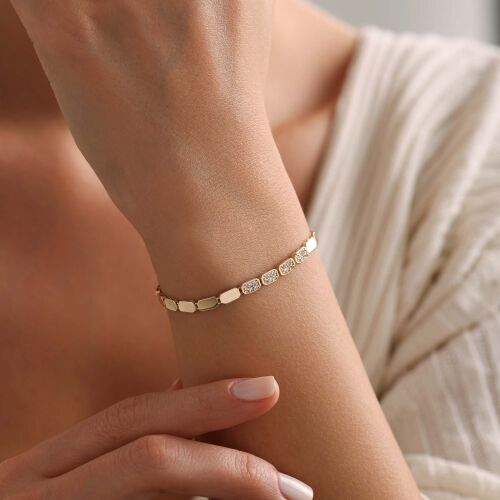 İtaly Altın Bileklik Rectangle - SembolGold