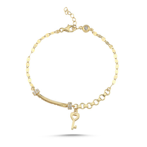 Kalbin Anahtarı Altın Bileklik 17-20 cm - SembolGold