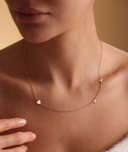 Kalp Formlu Altın İki Harfli Kolye 14 Ayar - SembolGold