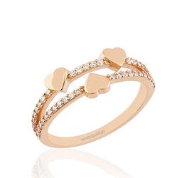 Kalp Rose Altın Yüzük 14K Gold - Thumbnail