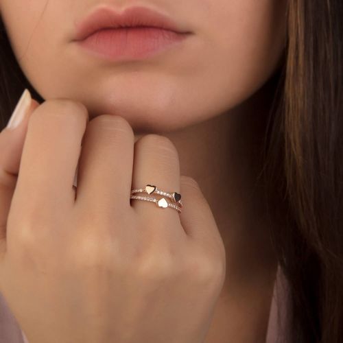 SembolGold - Kalp Rose Altın Yüzük 14K Gold (1)
