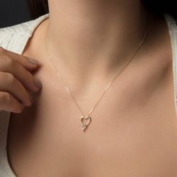 SembolGold - Kalp Tektaş Altın Kolye 14K Gold (1)