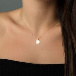 Kalp'li Altın Kolye 14K Rose Gold Yuvarlak - 2