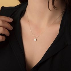 SembolGold - Kalp'li Altın Kolye Taşlı 14K Gold Minimal (1)