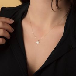 Kalp'li Altın Kolye Taşlı 14K Gold Minimal - 2