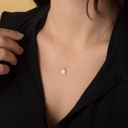 SembolGold - Kalp'li Altın Kolye Taşlı 14K Gold Minimal (1)