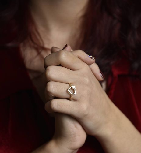 SembolGold - Kalp'li Altın Yüzük Tektaş ile 14K Gold (1)