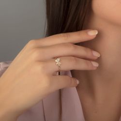 SembolGold - Kelebek Altın Yüzük 14K Taşlı (1)
