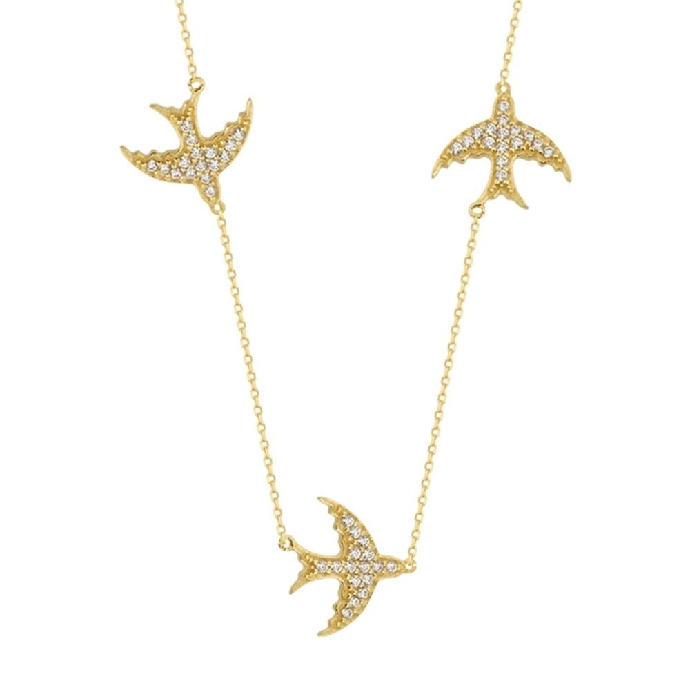 

Kırlangıç Altın Kolye 14k Gold Taşlı
