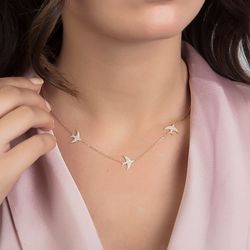 SembolGold - Kırlangıç Altın Kolye 14K Gold Taşlı (1)